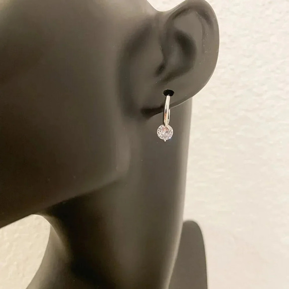 925 Sterling Silver Diamond Huggie Earrings Small Hoop Earrings Dainty Hoops - Picture 6 of 14